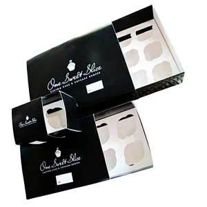 custom logo printing cupcake box drawer cake box 6 holes cupcake box with inserts